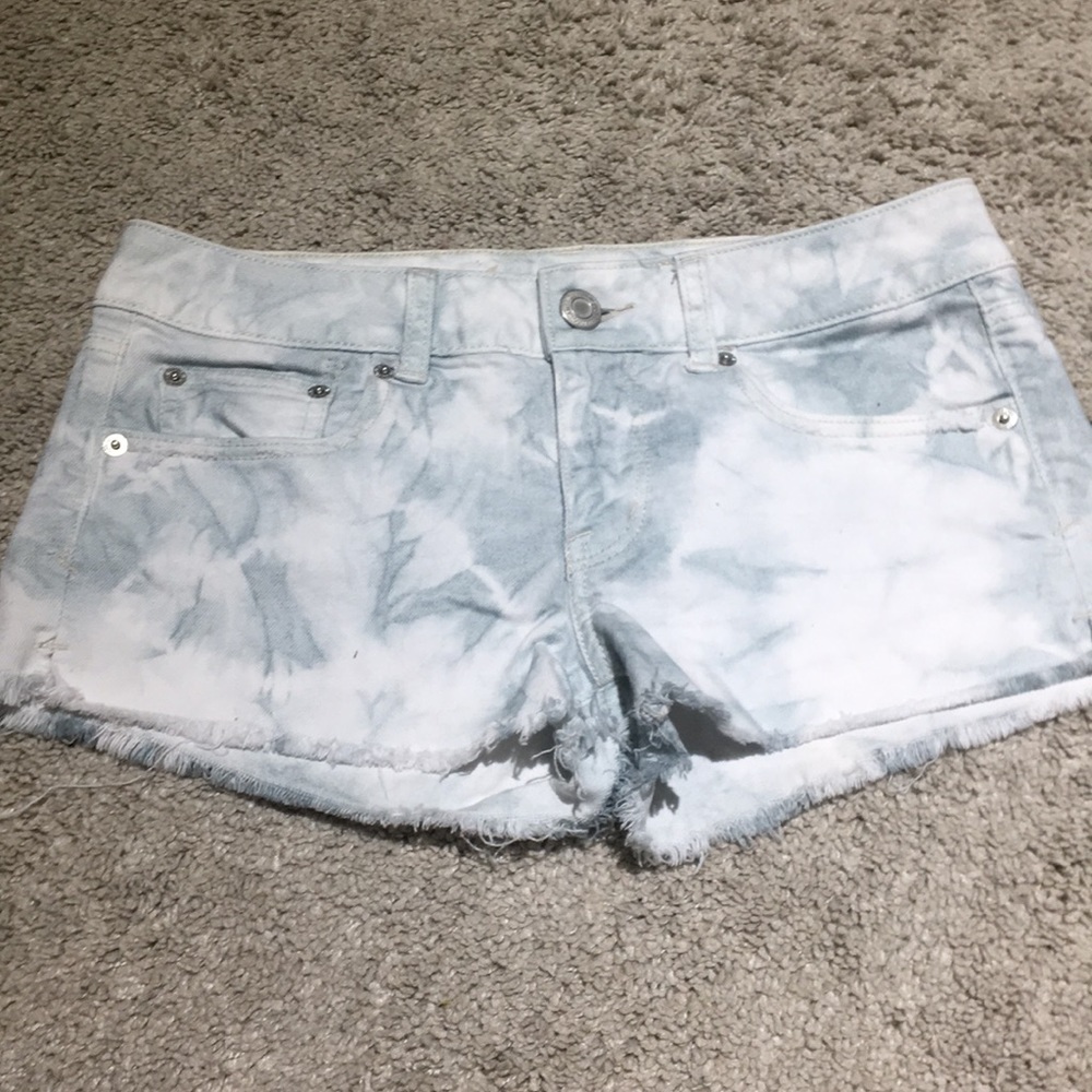 American Eagle Outfitters Light Blue Tie-Dye Denim Shorts